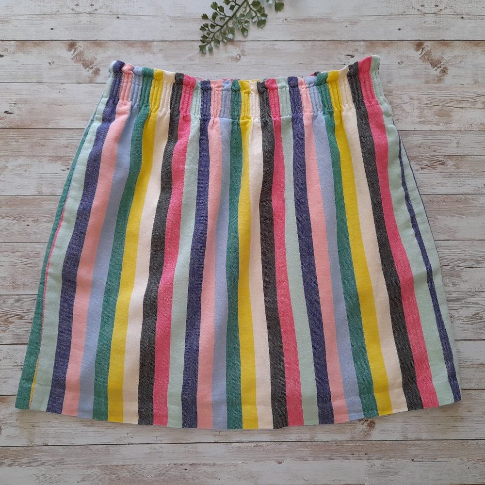 J. Crew Linen Blend Mini  Skirt in Rainbow Stripe Size 4